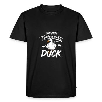 The best therapist is my pet pekin duck - Men's Premium Organic T-Shirt - black - Front - Nico (187cm)