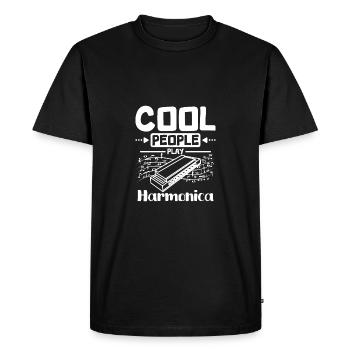 Harmonicist Cool people play harmonica - Men's Premium Organic T-Shirt - black - Front - Nico (187cm)