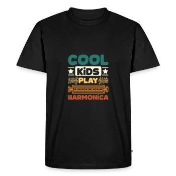 Harmonicist children Cool kids play harmonica - Men's Premium Organic T-Shirt - black - Front - Nico (187cm)