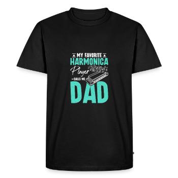 My favorite harmonica player calls me dad - Men's Premium Organic T-Shirt - black - Front - Nico (187cm)