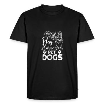 Dog owner harmonicist play harmonica pet dogs - Men's Premium Organic T-Shirt - black - Front - Nico (187cm)
