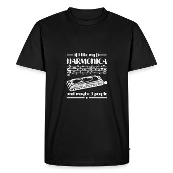 Harmonicist I like my harmonica and maybe 3 people - Men's Premium Organic T-Shirt - black - Front - Nico (187cm)