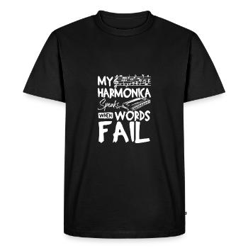 My harmonica speaks when words fail - Men's Premium Organic T-Shirt - black - Front - Nico (187cm)