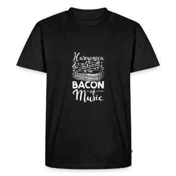 Harmonica is the bacon of music - Men's Premium Organic T-Shirt - black - Front - Nico (187cm)