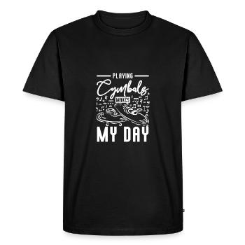 Playing cymbals makes my day - Men's Premium Organic T-Shirt - black - Front - Nico (187cm)