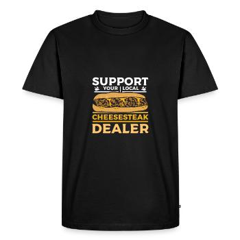 Soutenez votre revendeur Cheesesteak local - T-shirt Premium bio Homme - noir - Devant - Nico (187cm)