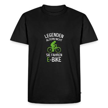 Legends don't age, they ride e-bikes - Men's Premium Organic T-Shirt - black - Front - Nico (187cm)