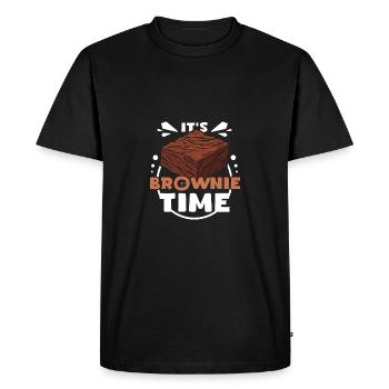 C’est l’heure du brownie - T-shirt Premium bio Homme - noir - Devant - Nico (187cm)