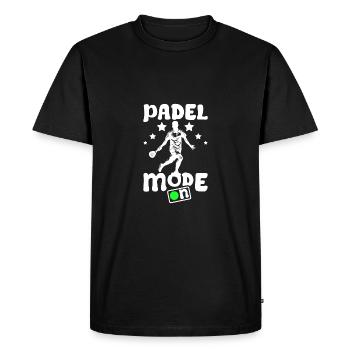 Padel mode on - Men's Premium Organic T-Shirt - black - Front - Nico (187cm)