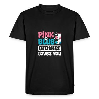 Le frère rose ou bleu t’aime - T-shirt Premium bio Homme - noir - Devant - Nico (187cm)