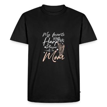 Fête des mères, mon joueur de harpe préféré m’appelle maman - T-shirt Premium bio Homme - noir - Devant - Nico (187cm)