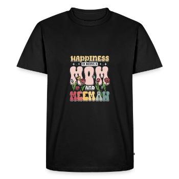 Groovy Flowers Happiness is being a meemaw - Men's Premium Organic T-Shirt - black - Front - Nico (187cm)