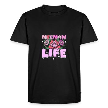 Groovy Flowers Meemaw life - Men's Premium Organic T-Shirt - black - Front - Nico (187cm)