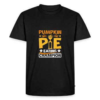 Champion mangeur de tarte à la citrouille - T-shirt Premium bio Homme - noir - Devant - Nico (187cm)