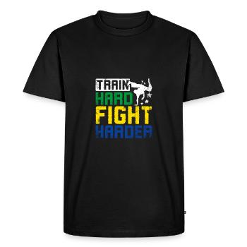 S’entraîner dur, combattre plus fort Capoeira - T-shirt Premium bio Homme - noir - Devant - Nico (187cm)