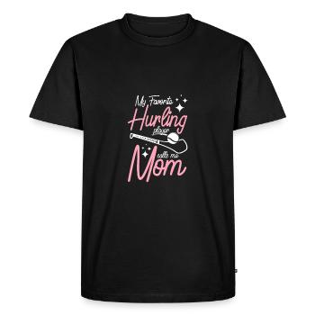 My favorite Hurling player calls me mom - Men's Premium Organic T-Shirt - black - Front - Nico (187cm)