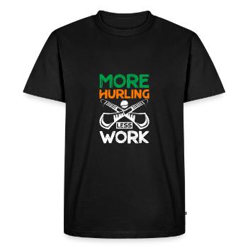 More Hurling Less Work - Men's Premium Organic T-Shirt - black - Front - Nico (187cm)