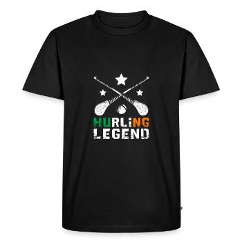 Hurling Legend - Men's Premium Organic T-Shirt - black - Front - Nico (187cm)