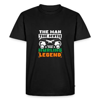 The Man The Myth The Hurling Legend - Men's Premium Organic T-Shirt - black - Front - Nico (187cm)