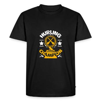 Hurling Champion - Men's Premium Organic T-Shirt - black - Front - Nico (187cm)