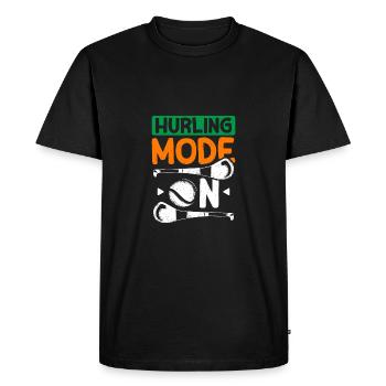 Hurling Mode On - Men's Premium Organic T-Shirt - black - Front - Nico (187cm)