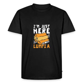 Je suis juste ici pour le Lumpia - T-shirt Premium bio Homme - noir - Devant - Nico (187cm)