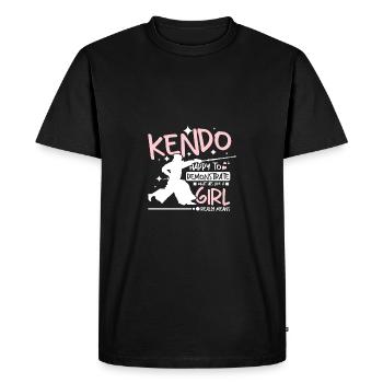 Kendo heureux de montrer ce qui frappait comme une fille - T-shirt Premium bio Homme - noir - Devant - Nico (187cm)