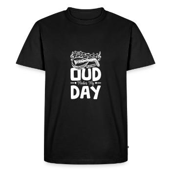 Playing Oud makes my day - Men's Premium Organic T-Shirt - black - Front - Nico (187cm)