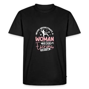 Never underestimate a woman who does escrima - Men's Premium Organic T-Shirt - black - Front - Nico (187cm)
