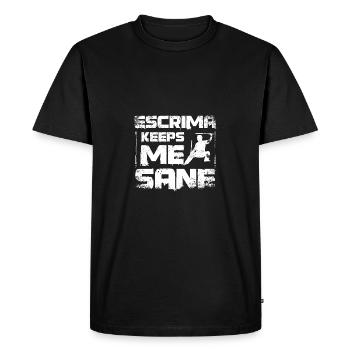 Escrima keeps me sane - Men's Premium Organic T-Shirt - black - Front - Nico (187cm)