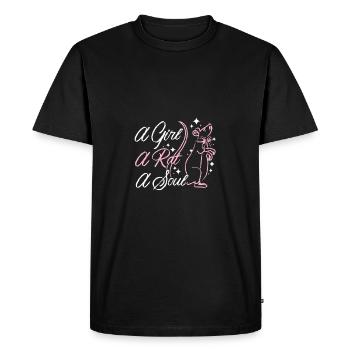 Une fille, un rat, une âme - T-shirt Premium bio Homme - noir - Devant - Nico (187cm)