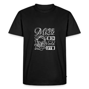 Musique sur world off - T-shirt Premium bio Homme - noir - Devant - Nico (187cm)