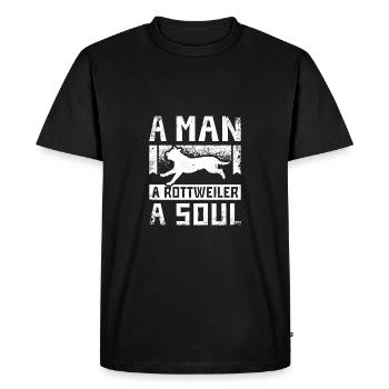 Un homme, un rottweiler, une âme - T-shirt Premium bio Homme - noir - Devant - Nico (187cm)