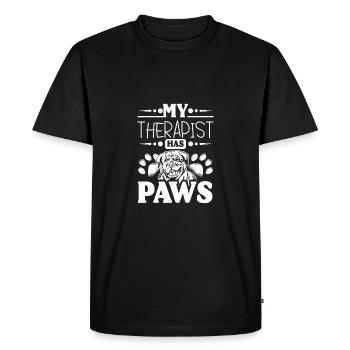 Mon thérapeute a des pattes de propriétaire de rottweiler - T-shirt Premium bio Homme - noir - Devant - Nico (187cm)