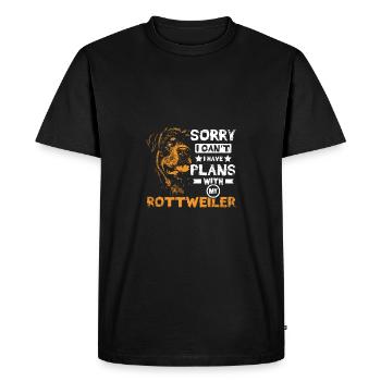Désolé je ne peux pas, j’ai des projets avec mon rottweiler - T-shirt Premium bio Homme - noir - Devant - Nico (187cm)