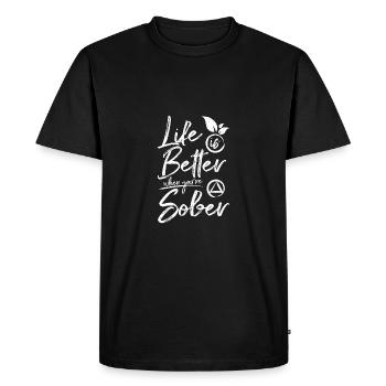 Sobriété La vie est meilleure quand on est sobre - T-shirt Premium bio Homme - noir - Devant - Nico (187cm)