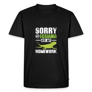 Désolé, mon iguane a mangé mes devoirs - T-shirt Premium bio Homme - noir - Devant - Nico (187cm)