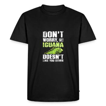 Ne t’inquiète pas, mon Iguana ne t’aime pas non plus - T-shirt Premium bio Homme - noir - Devant - Nico (187cm)