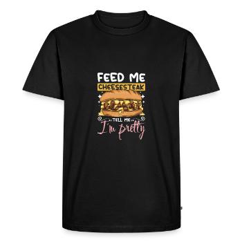 Nourris-moi Cheesesteak dis-moi que je suis jolie - T-shirt Premium bio Homme - noir - Devant - Nico (187cm)
