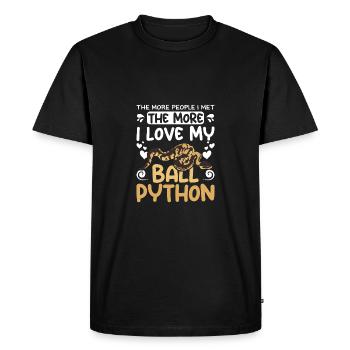 plus je rencontrais de gens, plus j’aime mon python royal - T-shirt Premium bio Homme - noir - Devant - Nico (187cm)