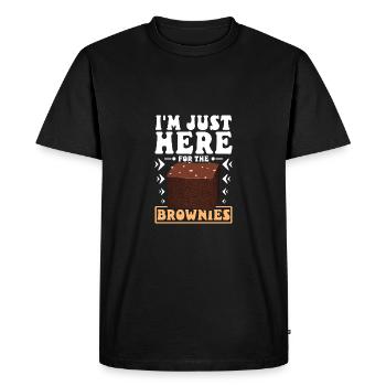 Je suis juste ici pour les Brownies - T-shirt Premium bio Homme - noir - Devant - Nico (187cm)