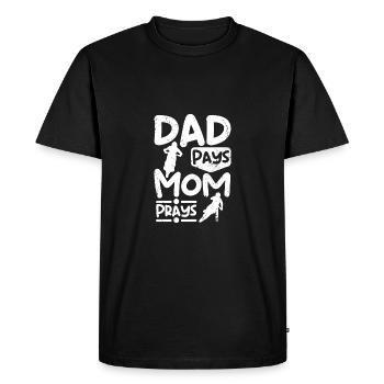 Papa paie, maman, prie, enfants, enfants, motocross - T-shirt Premium bio Homme - noir - Devant - Nico (187cm)