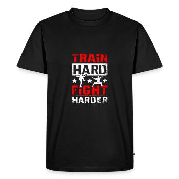 Entraînez-vous dur, combattez plus fort Wing chun - T-shirt Premium bio Homme - noir - Devant - Nico (187cm)