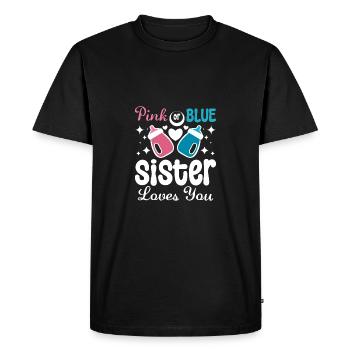 Rose ou bleu La sœur t’aime - T-shirt Premium bio Homme - noir - Devant - Nico (187cm)