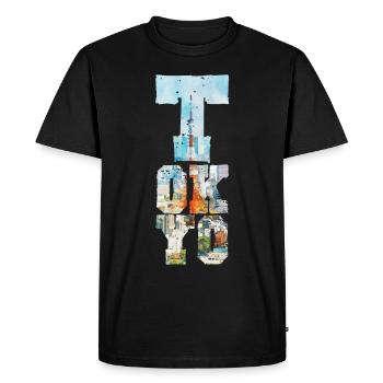 AQUARELLE TOKYO TOWER FONT - T-shirt Premium bio Homme - noir - Devant - Nico (187cm)