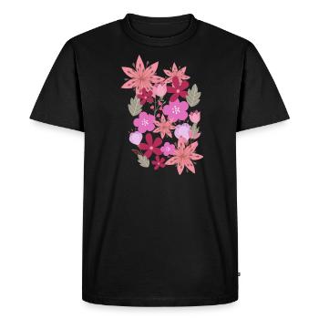 fleurs, fleurs, printemps, fleurs - T-shirt Premium bio Homme - noir - Devant - Nico (187cm)