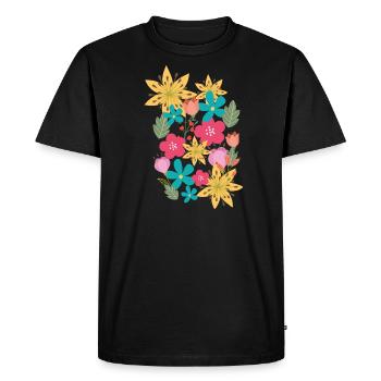 fleurs,fleur,printemps,fleurs - T-shirt Premium bio Homme - noir - Devant - Nico (187cm)