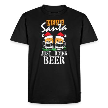 Dear Santa Just Bring Beer - Men's Premium Organic T-Shirt - black - Front - Nico (187cm)