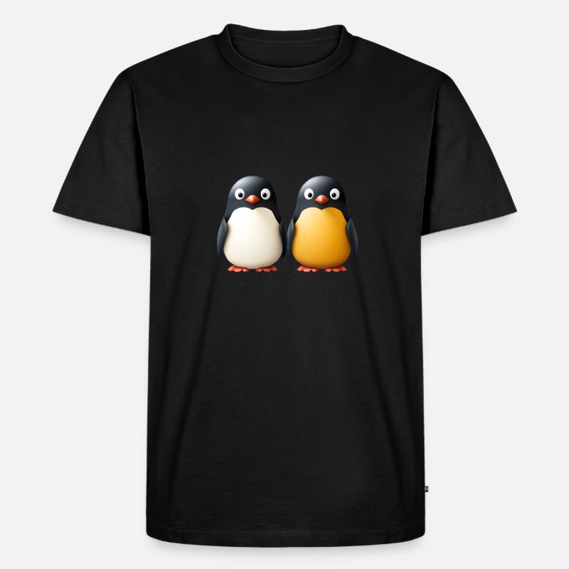 2 cute Penguins - Männer Premium Bio T-Shirt - Schwarz