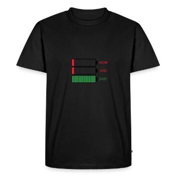 Énergie maman papa bébé amour batterie vide plein - T-shirt Premium bio Homme - noir - Devant - Nico (187cm)